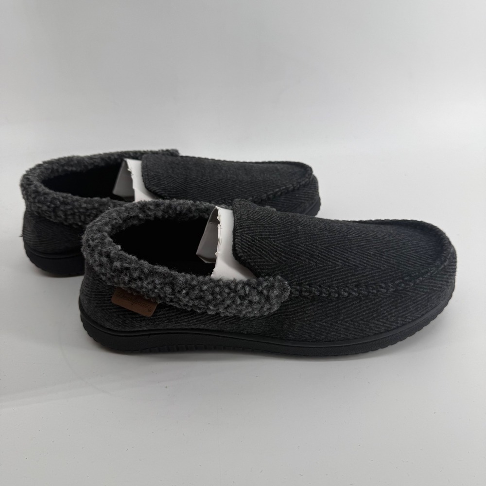 Dearfoams Mens Herringbone‎ Memory Foam Moccasin Slippers Grey Size L 11-12
